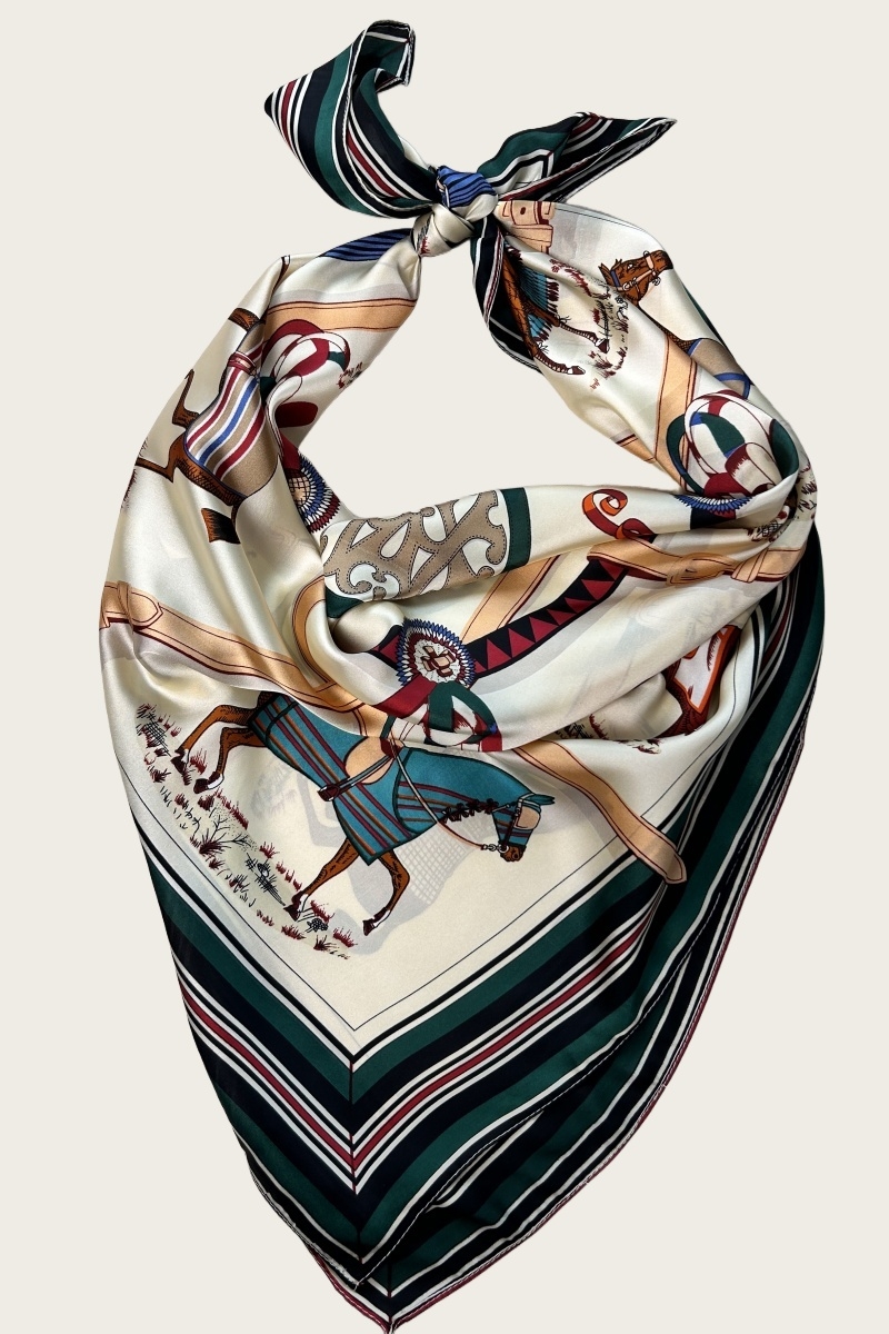 Ten horses silky scarf     classic print bandana 3