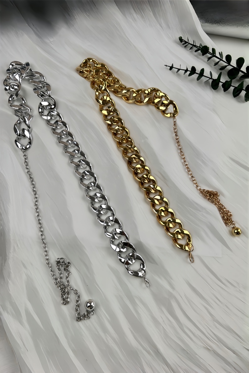 Trendy plated chain waist belt hook design for women