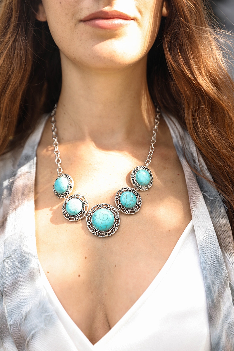 Stylish La Floraison Turquoise Necklace in Bulk | Women Necklace Wholesale | Leto Wholesale | Fashion Jewelries