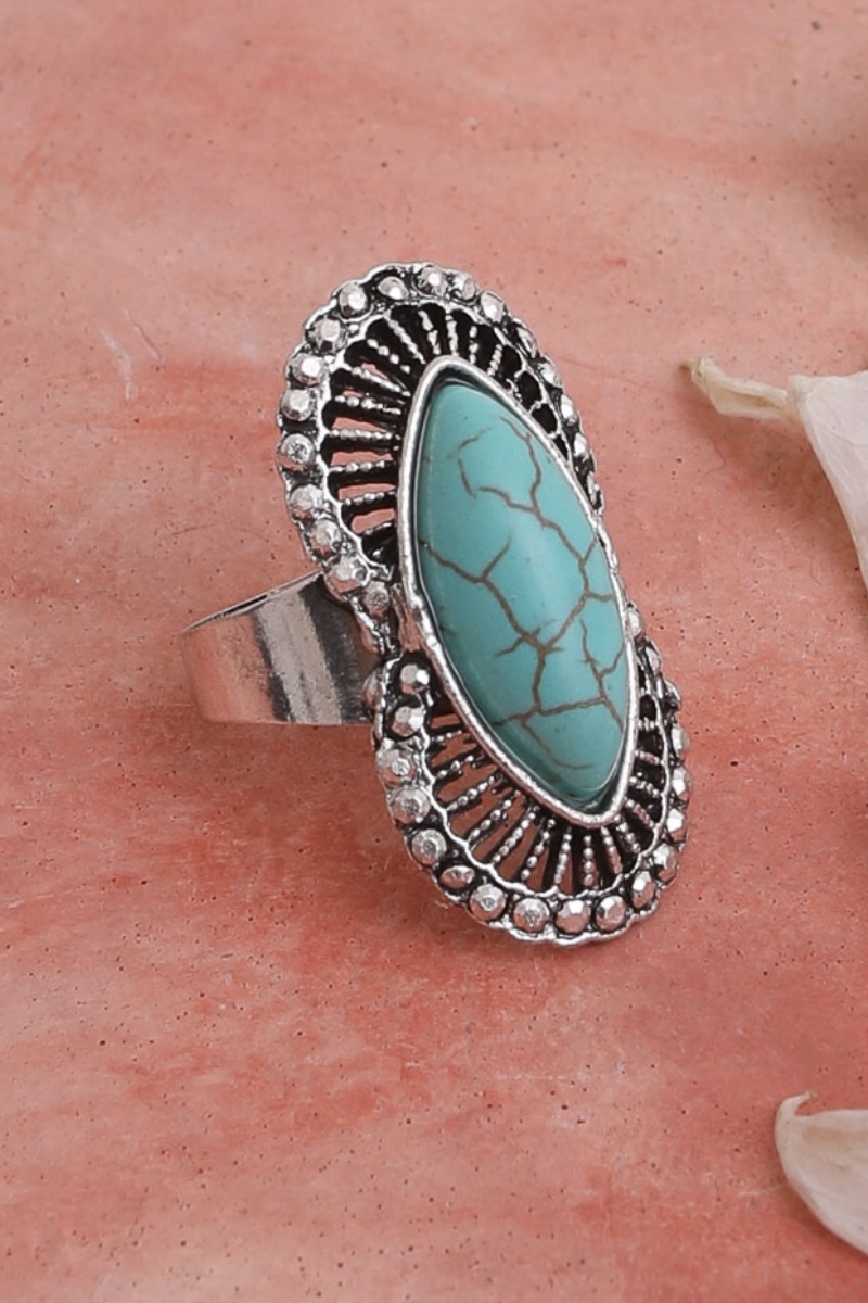 Turquoise single stone statement rings antique 3