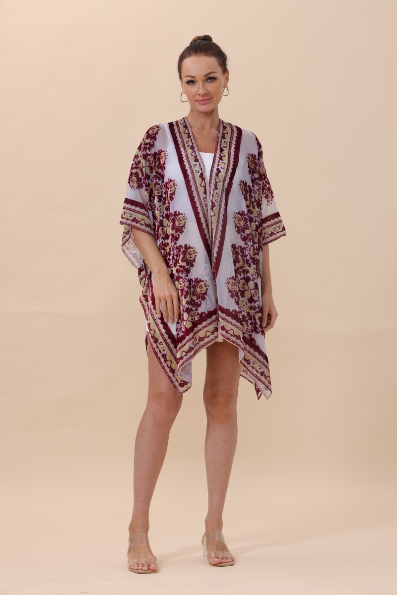 Velvet floral combo kimono     lightweight and elegant