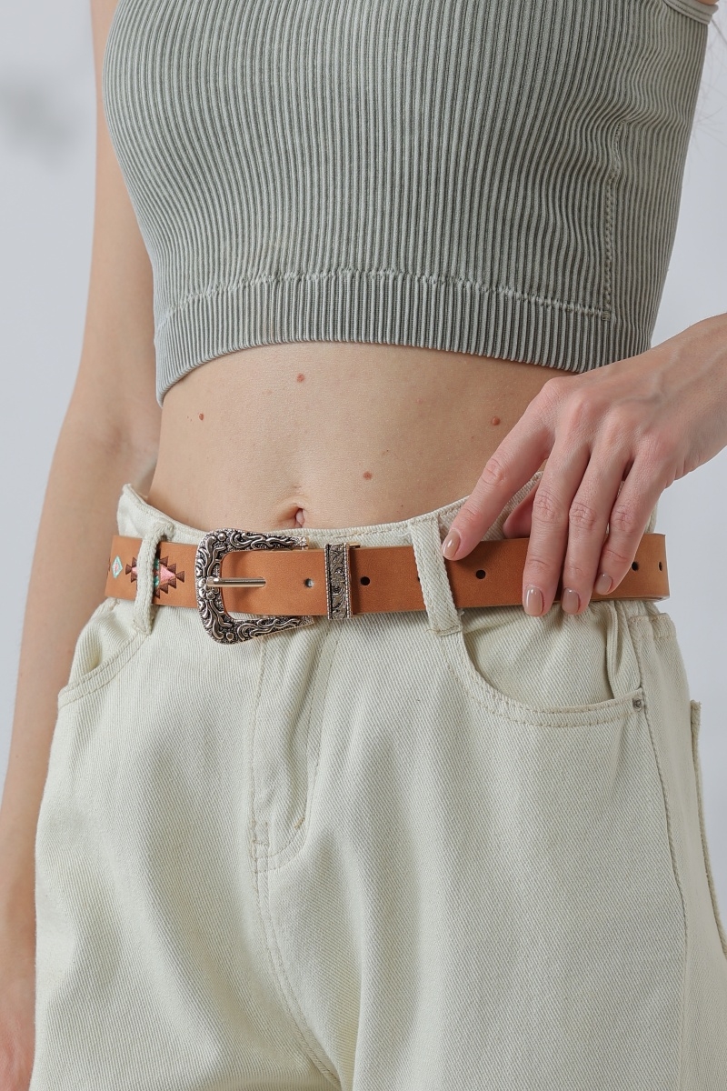 Vintage boho ethnic pattern buckle belt 3