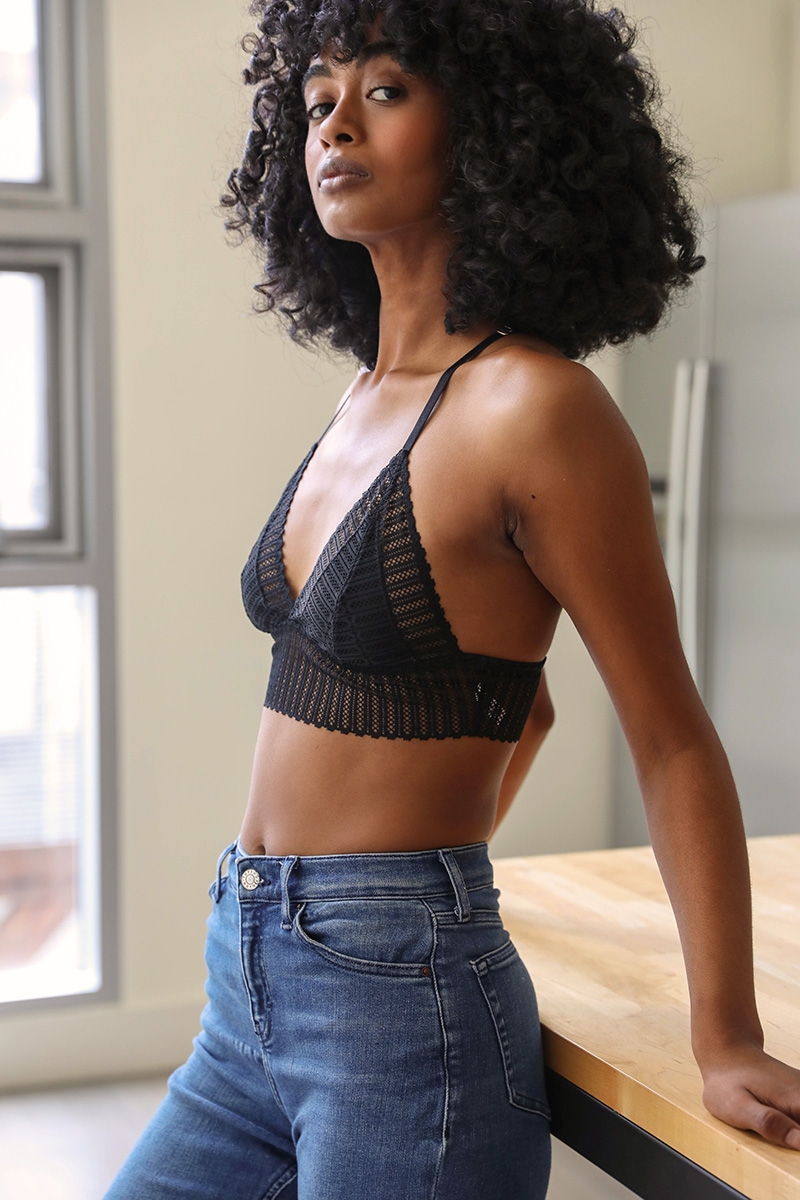 ribbed lace racerback bohemian boho wholesale black underwear lingerie