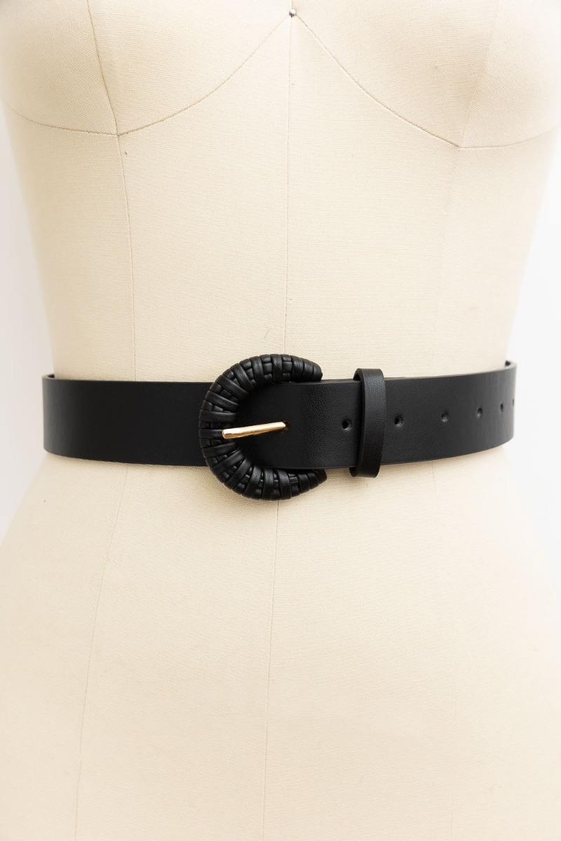 Weave Style D-Ring Women's PVC Belt in Black