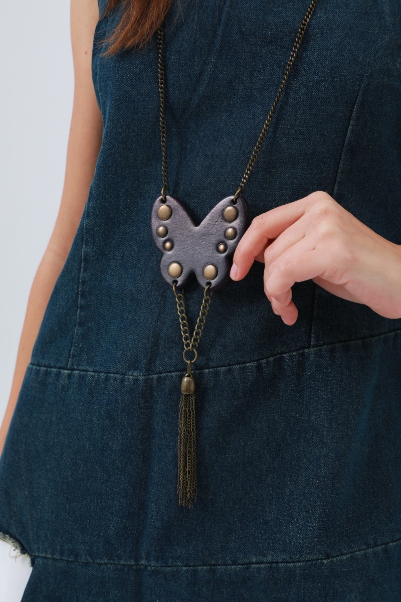 Western butterfly necklace     fringe   studs 3