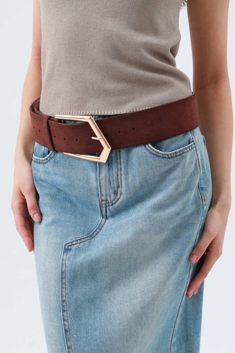 Western style wide belt     geometric buckle 6