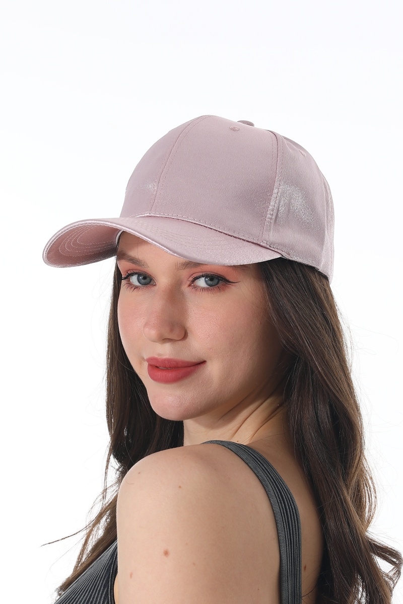 Women shiny fabric baseball cap solid color adjustable sun visor hat
