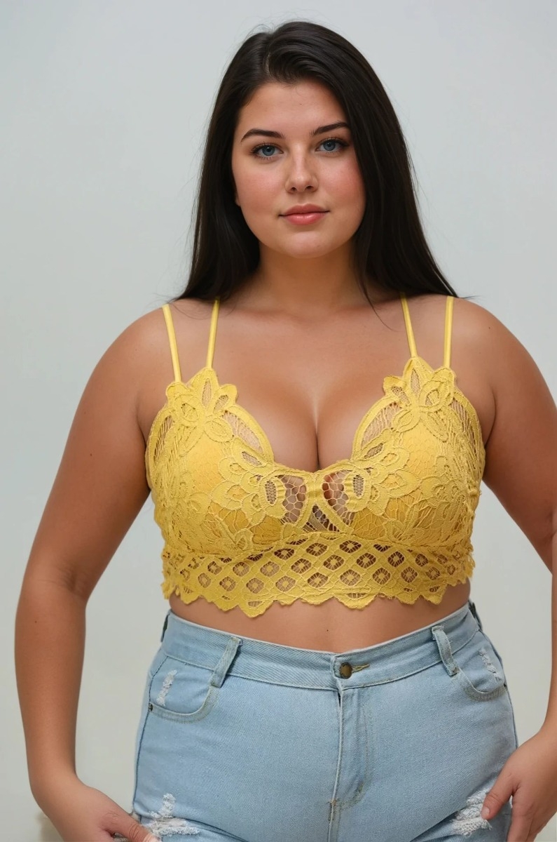 Xlarge plus size padded crochet lace longline bralette