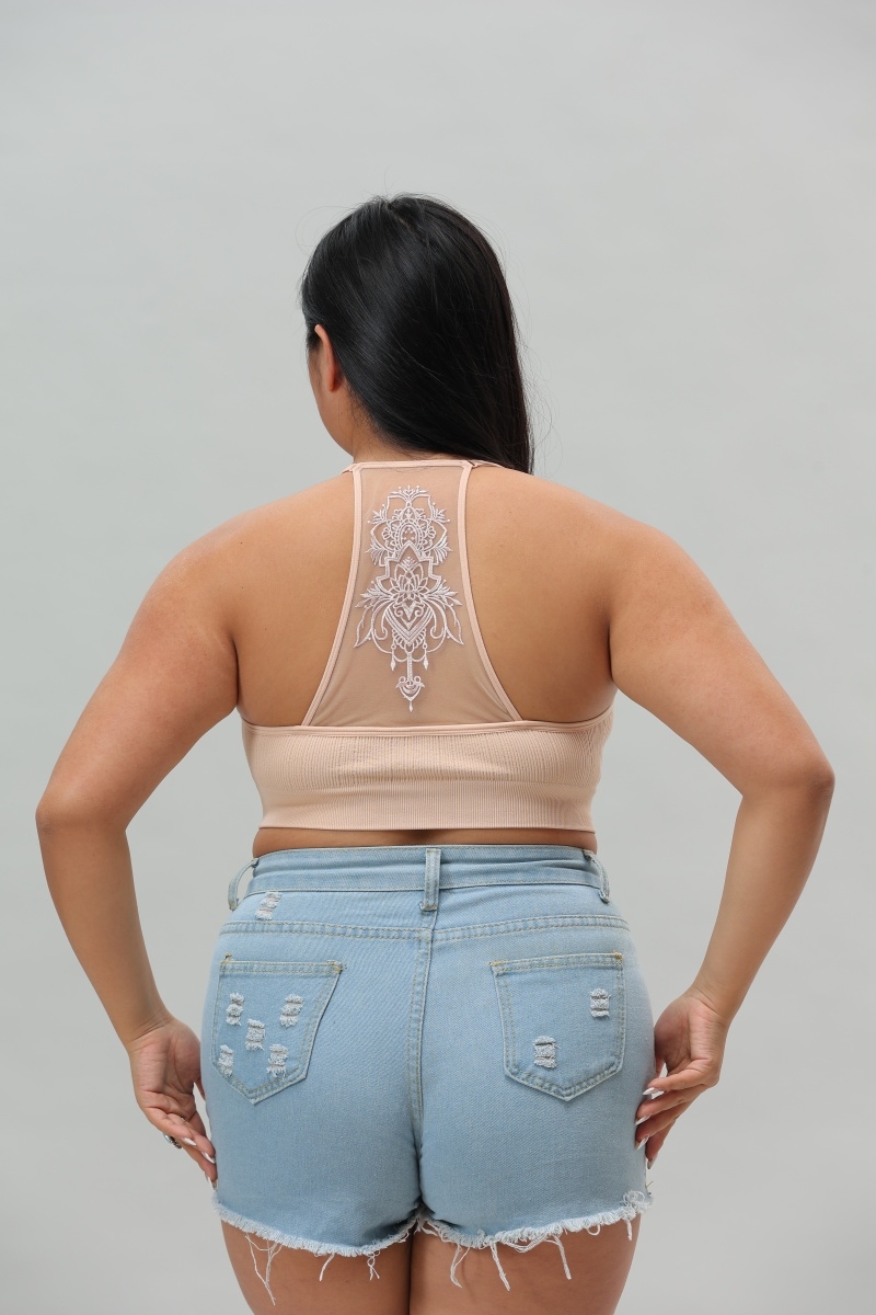 Xlarge plus size tattoo mesh racerback bralette 1