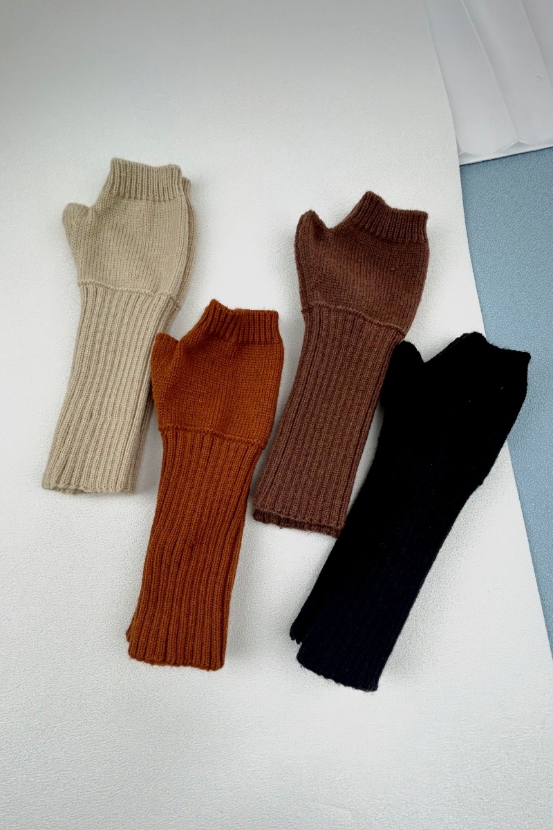 Thumb Hole Knit Fingerless Long Winter Arm Warmers