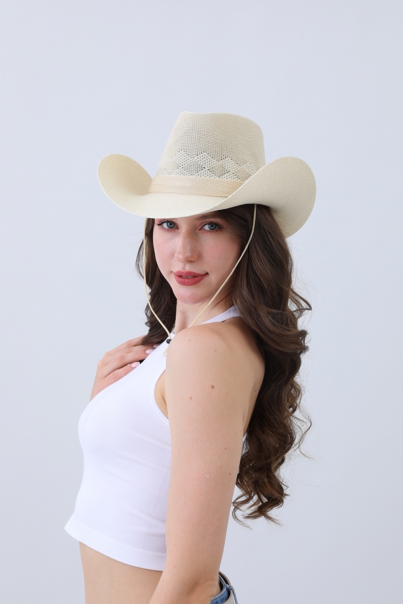 Solid Color Western Mesh Cowboy Hat