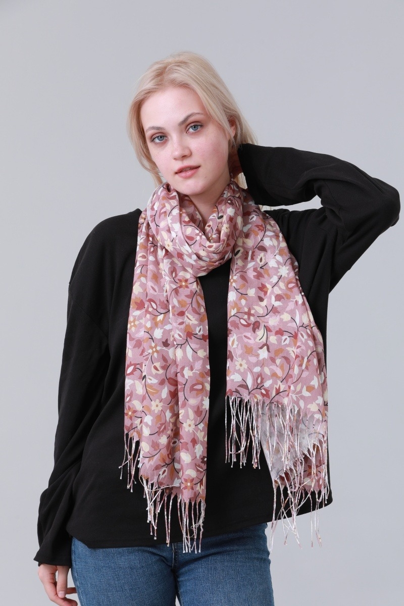Floral printed tassel long scarf women soft fashion shawl wrap
