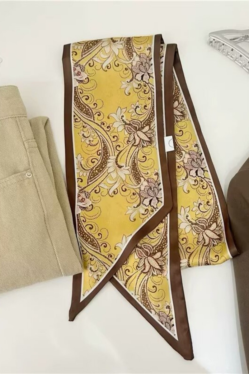 Floral Print Slim Silk Scarf For Women