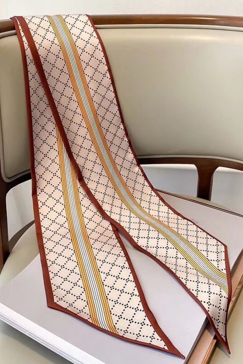 Vintage Lattice Pattern Long Skinny Neck Scarf