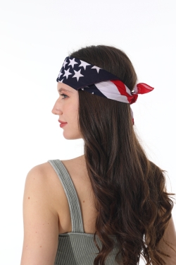 Classic USA Flag Star Stripe Cotton Square Bandana Scarf