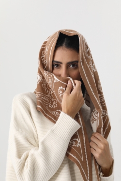Paisley Knit Triangle Scarf Multi Wear Women Winter Head Wrap