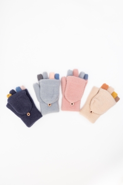 Winter-Ready Rainbow Tip Convertible Gloves – Warm & Texting-Friendly