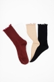 All-season comfortable cotton blend lettuce edge crew socks for casual wear