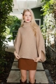 basic cozy turtleneck poncho solid color oatmeal wide sleeve cozy