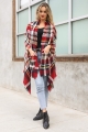 Red Navy White Best Selling Fall Winter Fashion High Quality Cheap Classic Plaid Pocket Ruana Shawl Wholesale 