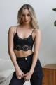 Black crochet overlay bralette ideal for chic and comfortable layering.