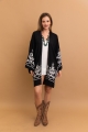 Blossom Breeze Embroidered Kimono in black, lightweight and stylish for layering.