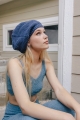 Waffle Knit Slouch Beanie in Blue – Cozy Winter Hat for Wholesale