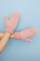 Blush soft plush pastel fuzzy mittens winter handwear hand model