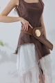 Bohemian whipstitch wide leather belt with hammered gold buckle