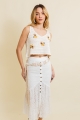 Ivory bohemian tassel belt with embroidery detail