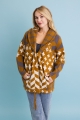 Camel geometric knit street style cardigan for women layering piece