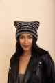 Cat ear striped crocheted knitted beanies hats