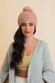 Blush Chunky Cable Knit Pom Beanie – Soft and Stylish Winter Hat