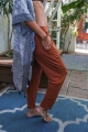 comfortable wide band stretch pants brown camel copper wholesale