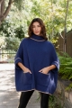 cozy turtle neck poncho winter essential blue wholesale