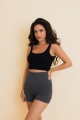 Dark gray ultra-comfy seamless shorts with a relaxed fit, perfect for everyday wear