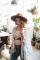 Trending Boho Style Fashion Wide Brim Leather Ribbon Bolero Hat Wholesale Supplier Fast Shipping High Quality Cheap Price 