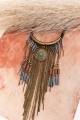 Ethnic Antique Gold Turquoise Stone Fringe Necklace Wholesale Jewelry Vendor