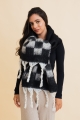 Fall & Winter Chunky Plaid Oversized Scarf in Black – cozy with fringe