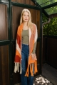fashion fall forward color fusion tassel scarf rust fuzzy