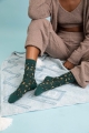 fashionable soft leopard print socks olive green wholesale