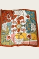 Floral chain print scarf     vintage silklike square 3