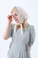 Floral embroidered cotton triangle headscarf vintage boho head wrap 1