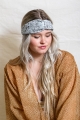 Gray block paisley print twist knot headband with lightweight, comfortable design.