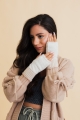 Ivory plush fingerless winter gloves with phone compatibility for texting