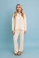 Ivory relaxed waffle knit Henley lounge set with a soft and comfortable fit