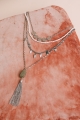 Natural jade gem stone layered chain necklace antique silver wholesale 2