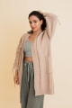 Khaki cable knit oversized cardigan with adjustable sleeves, cozy fall style