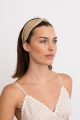 Khaki pleated lightweight summer hairband with a stylish design.