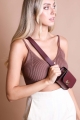 Versatile vegan leather waist belt bag with gold link chain supplier 2